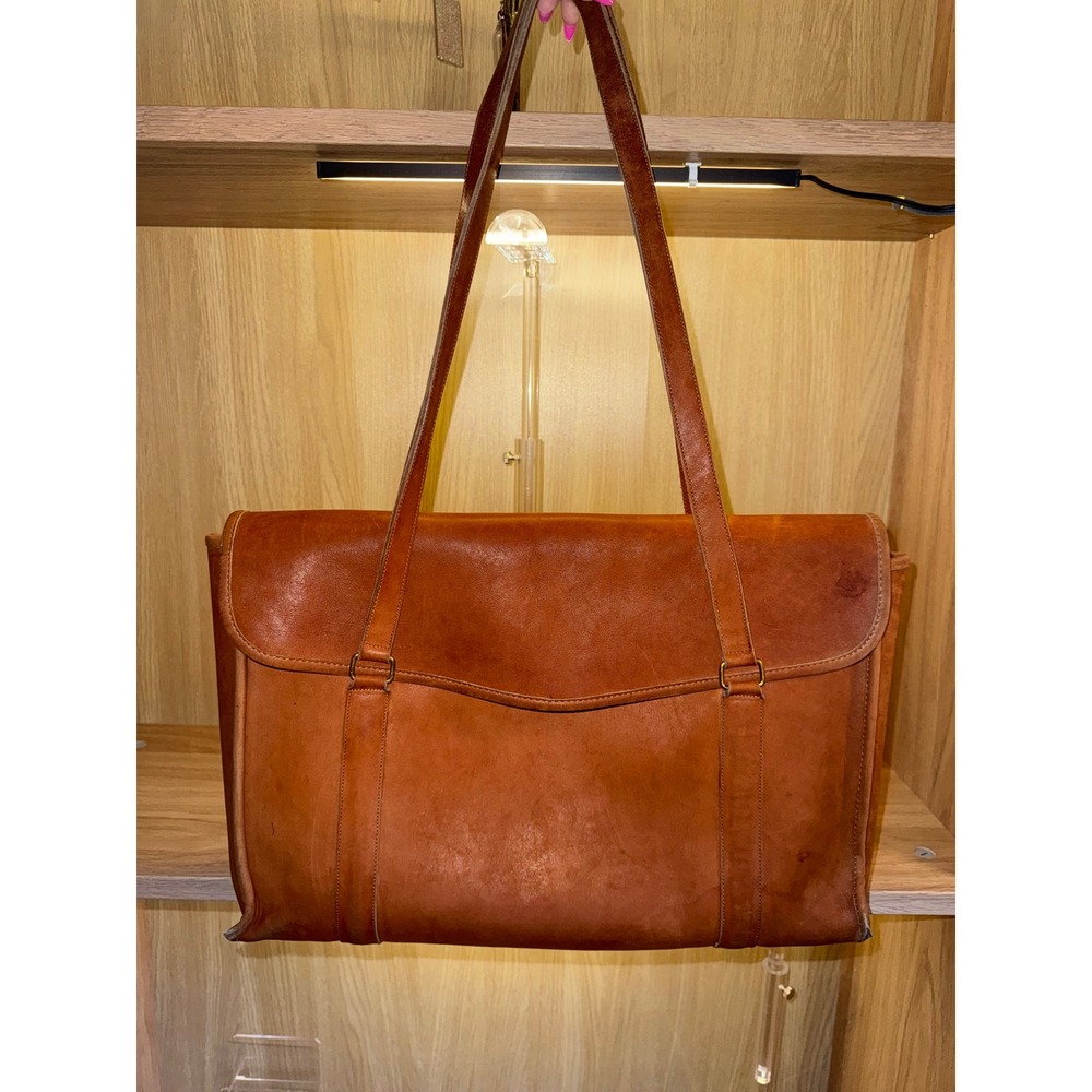 Vintage Coach British Tan Leather Briefcase Tote Bag NYC Made